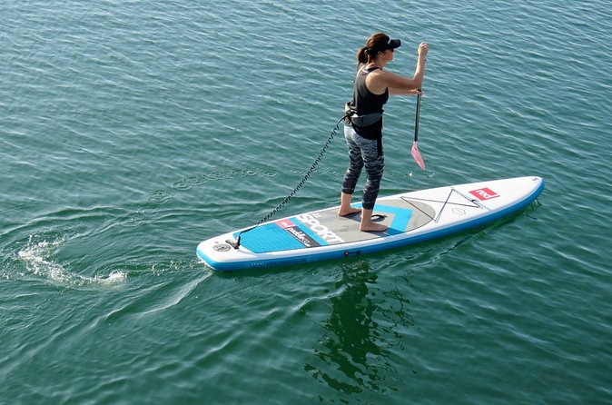 Stand-up paddleboarding on calm Atlantic water near Agadir